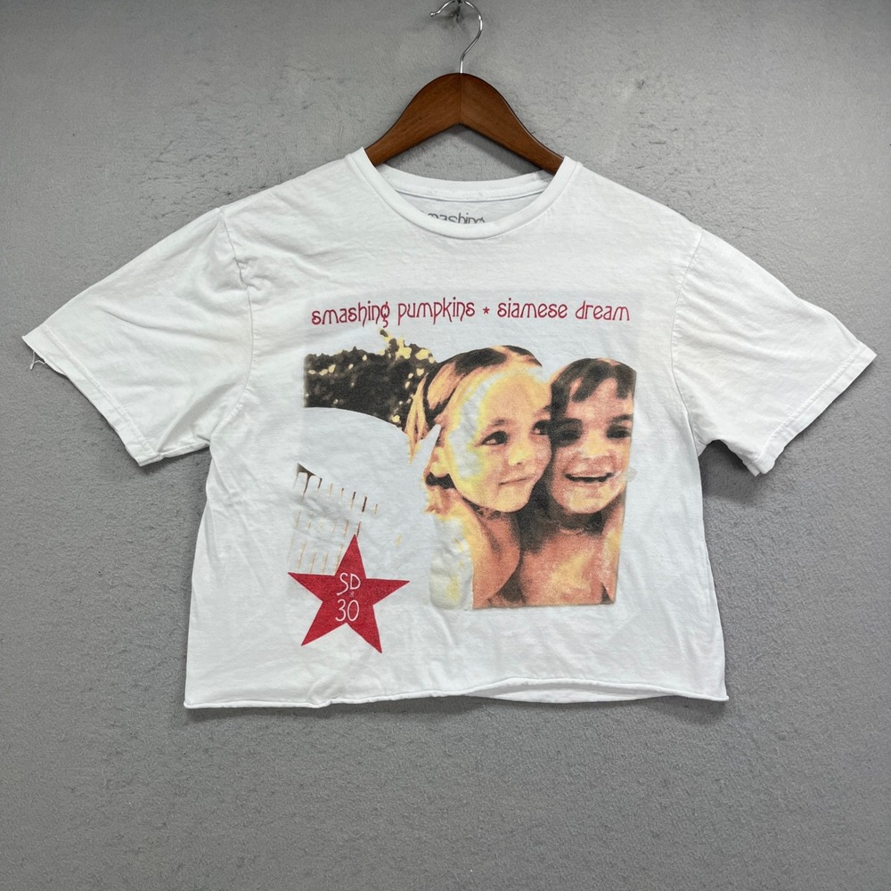 Smashing Pumpkins Siamese Dream Shirt Women Medium White Crop Top SD30 Band Tee